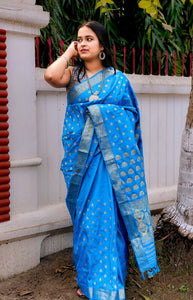 Deepika - A Blue Assam Silk Saree
