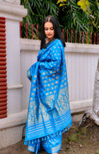 Load image into Gallery viewer, Deepika - A Blue Assam Silk Saree
