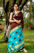 Load image into Gallery viewer, Panchgeet - A Brown Assam Cotton Saree
