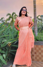 Load image into Gallery viewer, Sangeet - A Peach Crushed Saree
