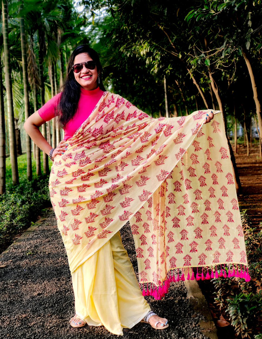 Marigold - A Mulmul Cotton Saree