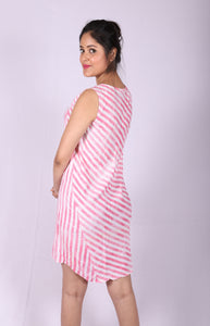 Rayon White and Pink Stripe Dress