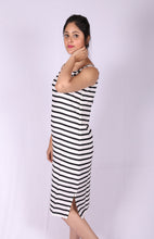 Load image into Gallery viewer, Black Strips On White Dress
