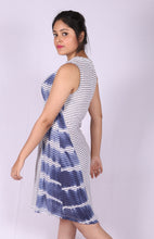 Load image into Gallery viewer, White-Blue Tie and Dye Striped Dress
