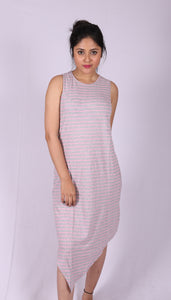 Grey Neon Stripe Asymmetrical dress