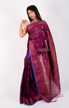 Load image into Gallery viewer, Cotton Silk Zari Work Saree (Purple)
