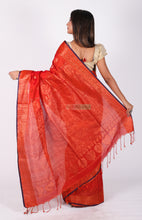 Load image into Gallery viewer, Cotton Silk Zari Work Saree (Orange)
