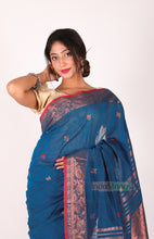 Load image into Gallery viewer, Handloom Cotton Meenakari Benarasi Saree with Zari work (Blue)
