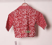 Load image into Gallery viewer, Shirt Collar Glass Sleeve Blouse (Red)
