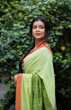 Load image into Gallery viewer, Navina- Indostrings Designer Cotton Ghicha Jamdani Saree (Light Green)
