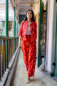 Ikat Casual Suit on Red