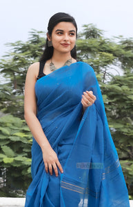 Cotton Handloom Saree with Sequins work (Blue)