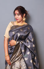 Load image into Gallery viewer, Kankana- Zari Designed Semi Silk Saree (Slate Grey)
