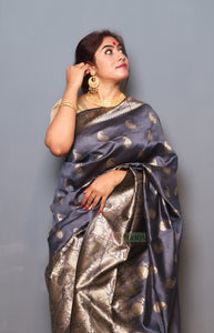 Kankana- Zari Designed Semi Silk Saree (Slate Grey)