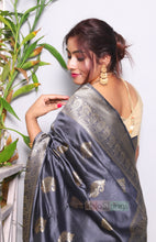 Load image into Gallery viewer, Kanchana- Zari Designed Semi Silk Saree (Slate Grey)
