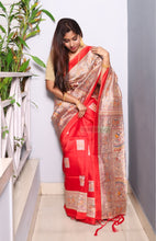 Load image into Gallery viewer, Madhubani Print On Semi Silk (Red)
