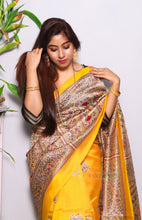 Load image into Gallery viewer, Madhubani Print On Semi Silk (Yellow)
