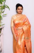 Load image into Gallery viewer, Pristine- Bangalore Silk Saree (Apricot Orange)

