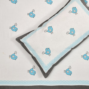 Bird - Kid's King Size Block Print Bedsheet