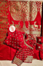 Load image into Gallery viewer, Banarasi Saree - Blood Red Design 3
