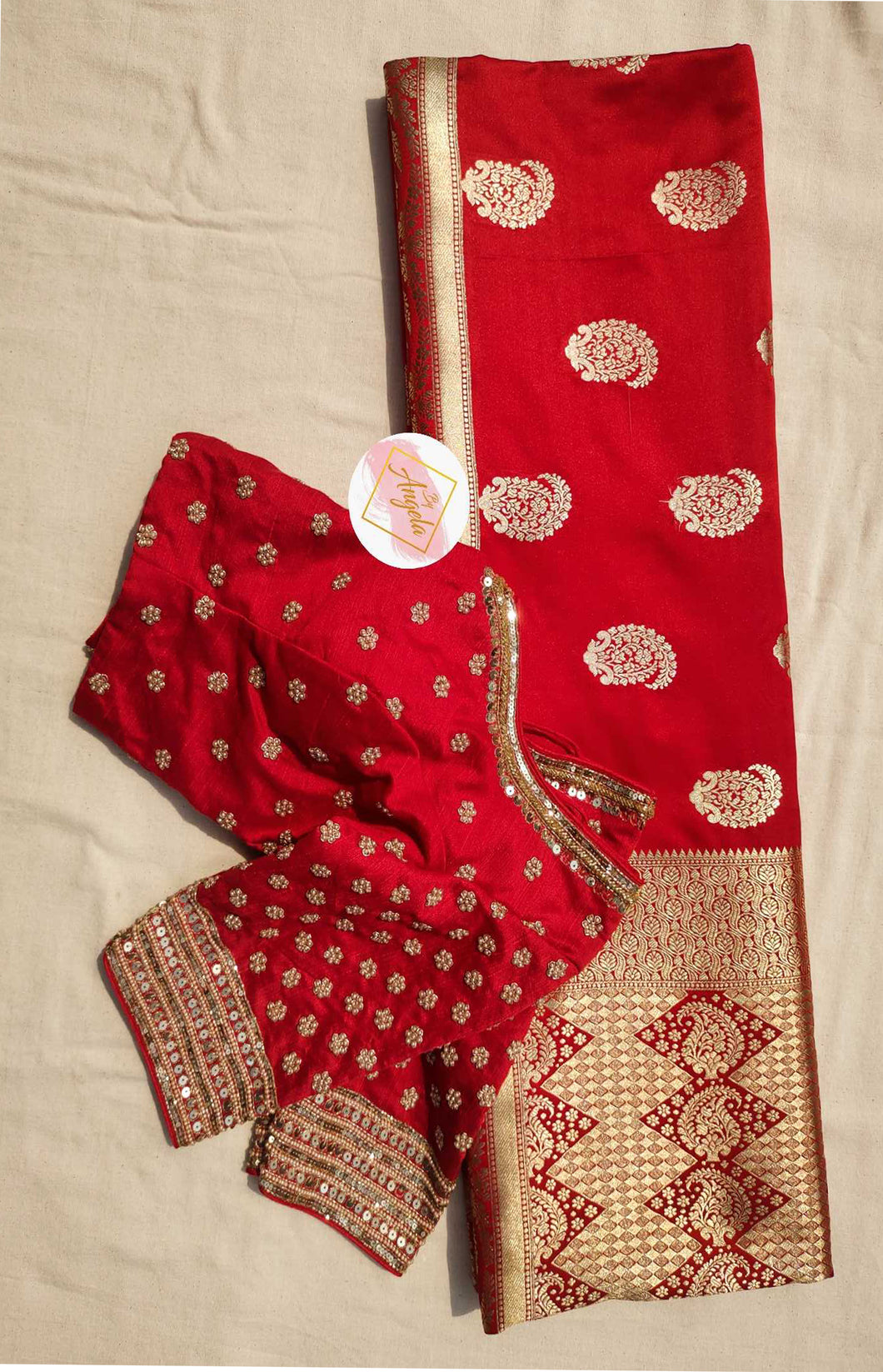 Banarasi Saree - Blood Red Design 2