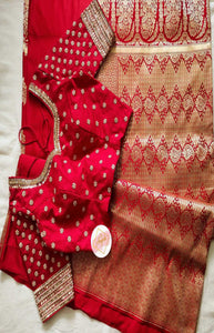 Banarasi Saree - Blood Red Design 2