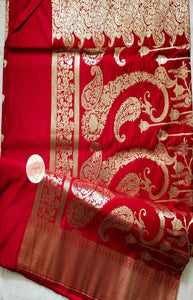 Banarasi Saree - Blood Red Design 1