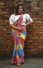 Load image into Gallery viewer, Handwoven Multicolored Gamcha Saree
