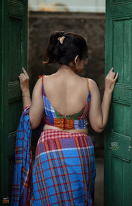 Patchwork Noodle Sleeve Blouse