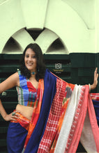 Load image into Gallery viewer, Patchwork Stitched Saree in Blue and Aamkalka
