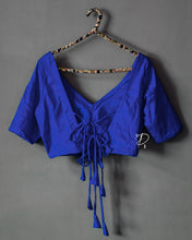 Load image into Gallery viewer, Backless Solid Blouse with Three Tie-up - Royal Blue
