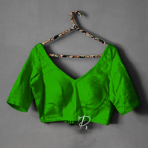 Backless Solid Blouse with Three Tie-up - Green