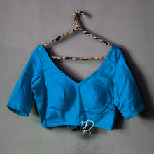 Load image into Gallery viewer, Backless Solid Blouse with Three Tie-up - Turquoise Blue
