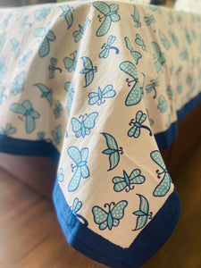 Blue Butterfly - Kid's King size Block Print Bedsheet