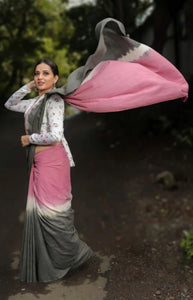 Karuna - A Pink Black Assam Cotton Saree